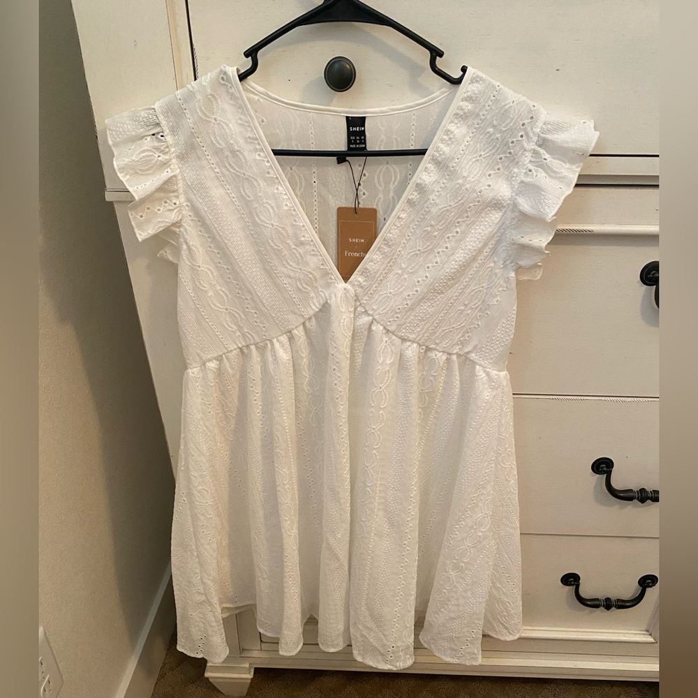 Shein Embroidery Ruffle Trim dress